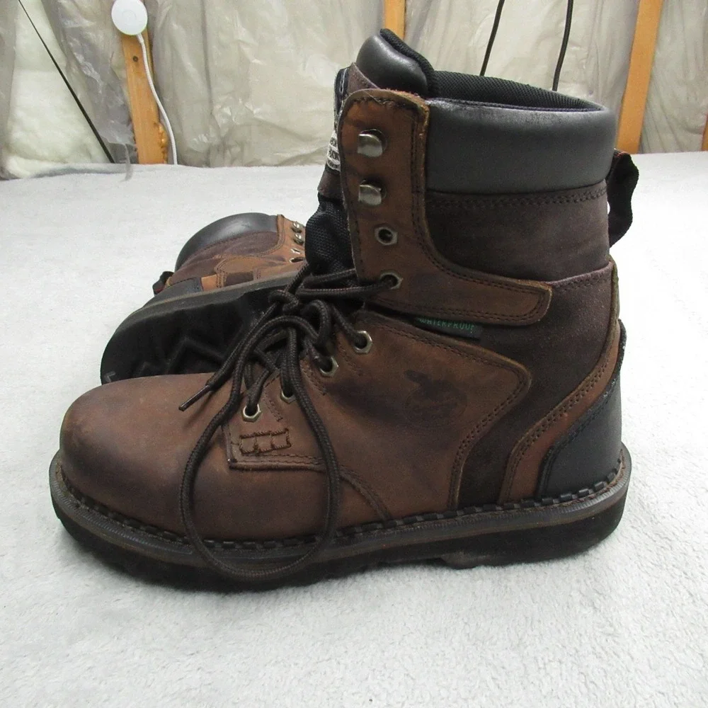 Georgia Boots Men Work Boot 9W Brwn Leather 8